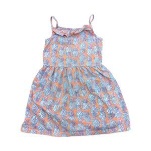 Carters Pineapple Orange Coral Pink Blue White Sleeveless Sundress Girls Size 5